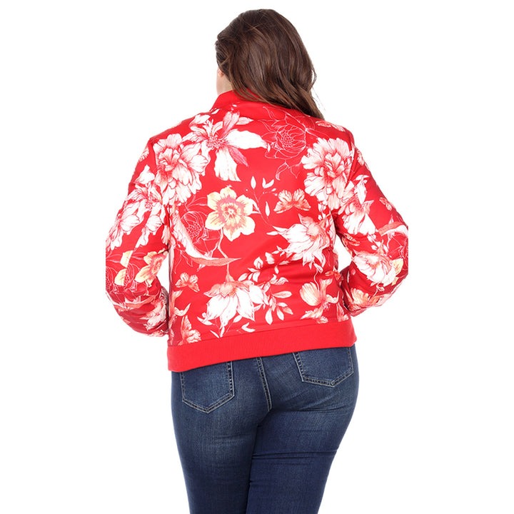 Women's Plus Size Floral Bomber Jacket