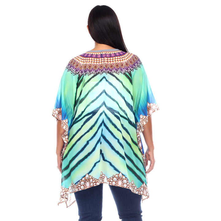 Women's Plus Size Short Caftan with Tie-up Neckline