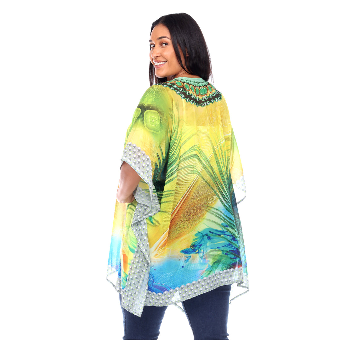 Women's Plus Size Short Caftan with Tie-up Neckline