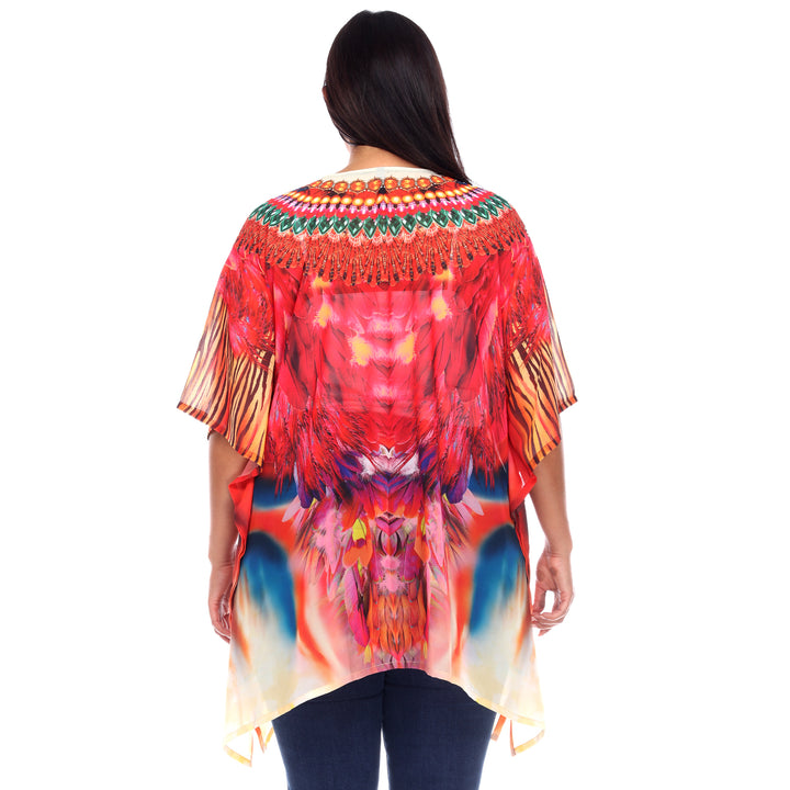 Women's Plus Size Short Caftan with Tie-up Neckline