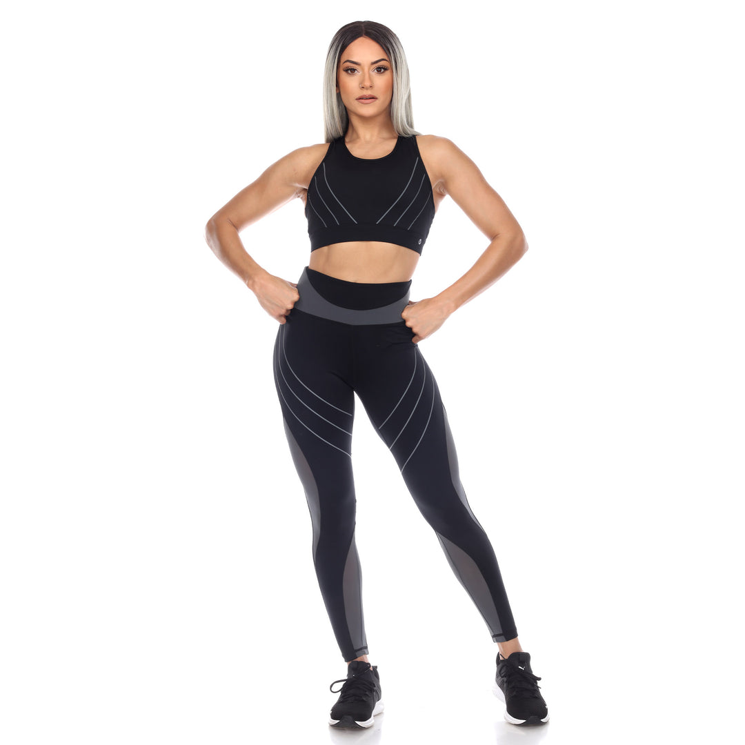 Women's Cut Out Back Mesh Sports Bra & Leggings Set