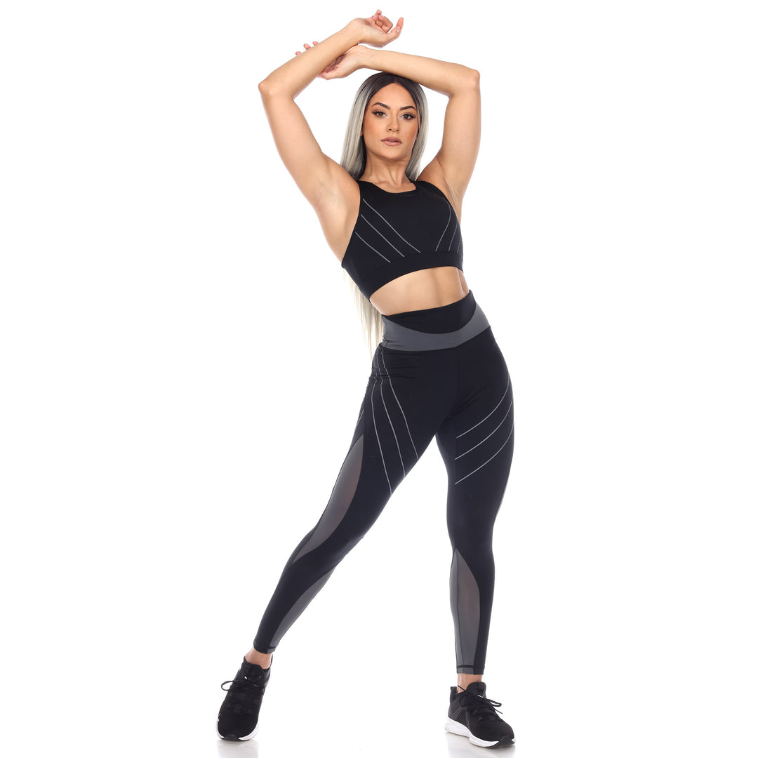 Women's Cut Out Back Mesh Sports Bra & Leggings Set