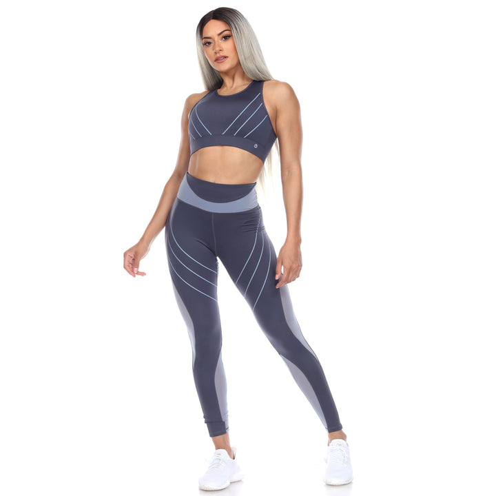 Women's Cut Out Back Mesh Sports Bra & Leggings Set