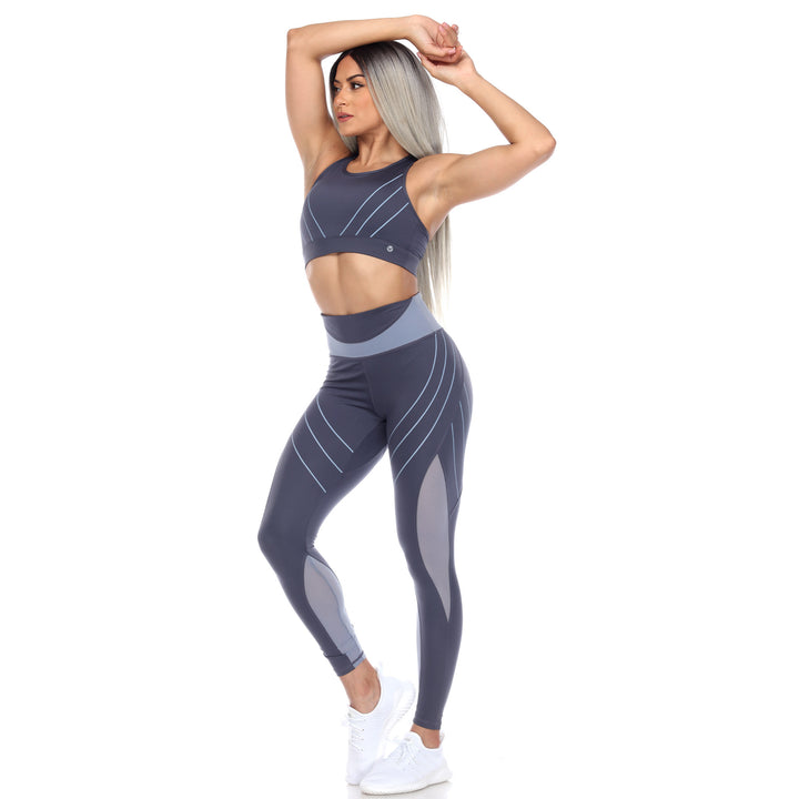 Women's Cut Out Back Mesh Sports Bra & Leggings Set