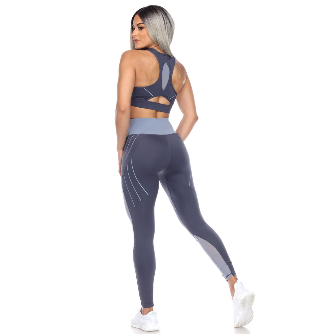 Women's Cut Out Back Mesh Sports Bra & Leggings Set