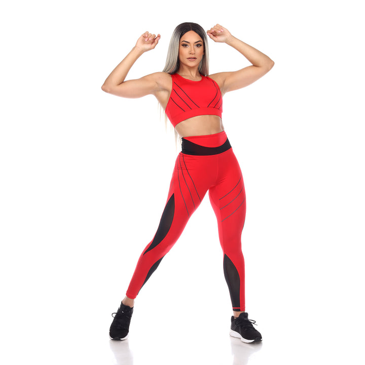 Women's Cut Out Back Mesh Sports Bra & Leggings Set