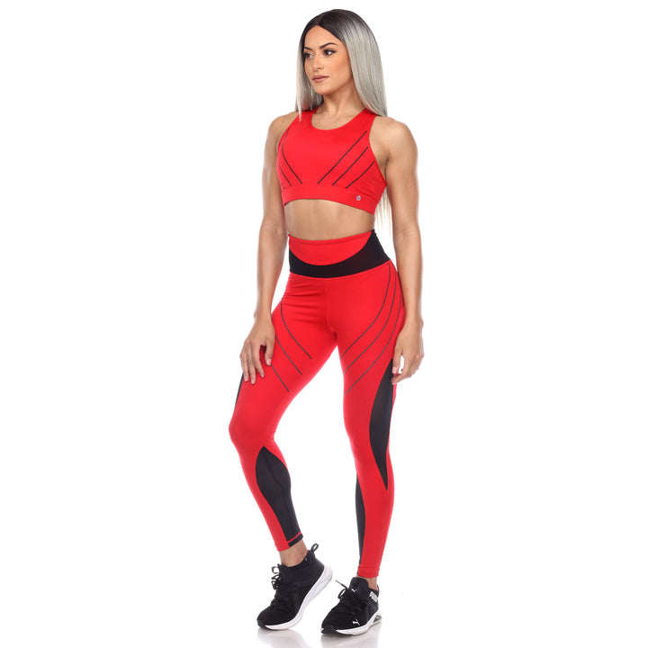 Women's Cut Out Back Mesh Sports Bra & Leggings Set