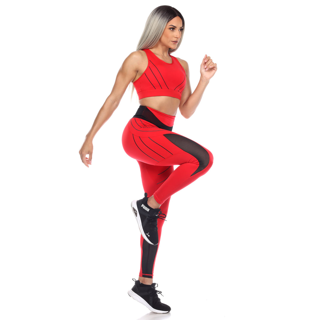 Women's Cut Out Back Mesh Sports Bra & Leggings Set