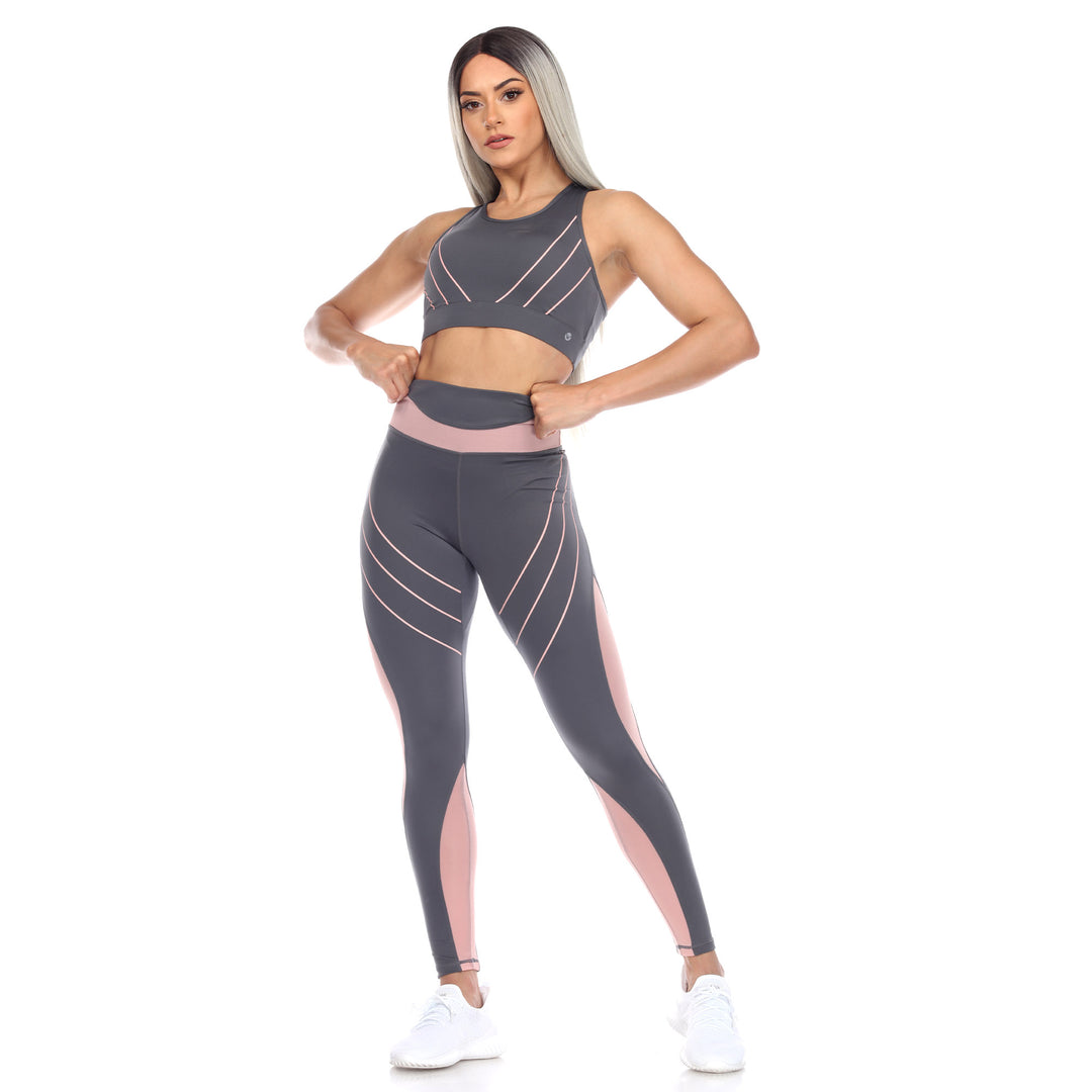 Women's Cut Out Back Mesh Sports Bra & Leggings Set