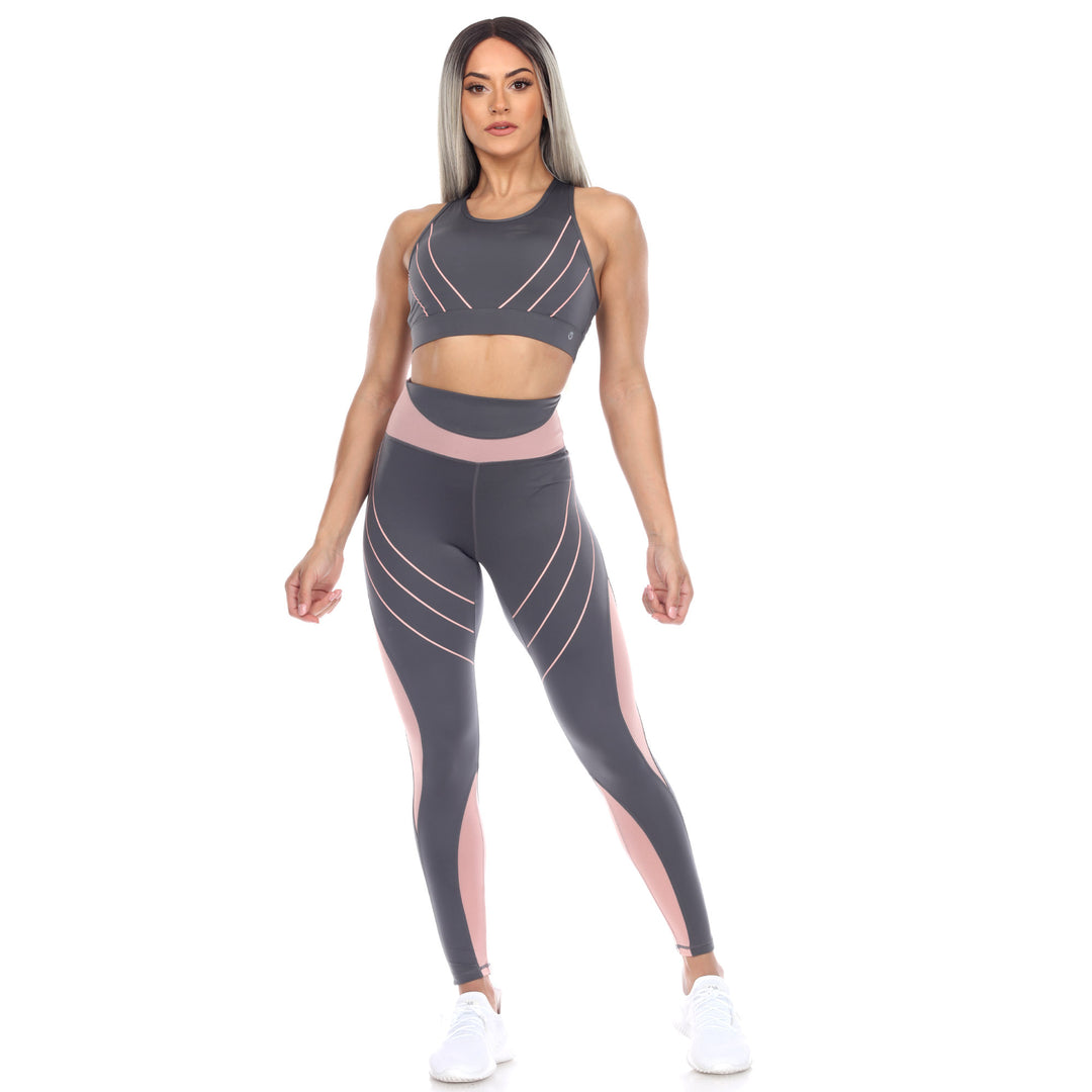 Women's Cut Out Back Mesh Sports Bra & Leggings Set