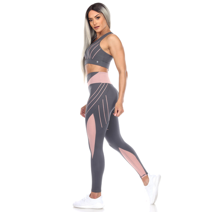 Women's Cut Out Back Mesh Sports Bra & Leggings Set