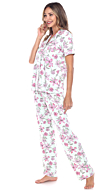 Short Sleeve & Pants Tropical Pajama Set | White Mark Fashion