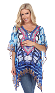 Maternity Animal Print Caftan with Tie-up Neck | White Mark Fashion