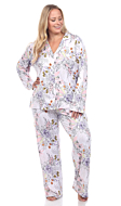 Plus Size Long Sleeve Floral Pajama Set | White Mark Fashion 