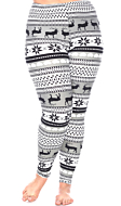 Plus Size Printed Leggings-Reindeers | White Mark Fashion