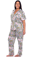 Plus Size Short Sleeve & Tropical Pajama Set | White Mark Fashion