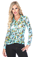 Floral Printed Button Down Long Sleeve Blouse | White Mark Fashion